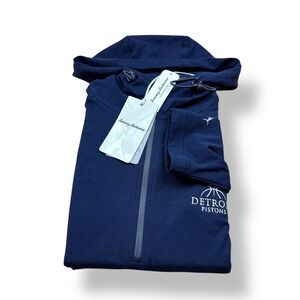 Tommy Bahama Detroit Pistons IslandZone Quarter Zip Hooded Pullover Men's M NWT